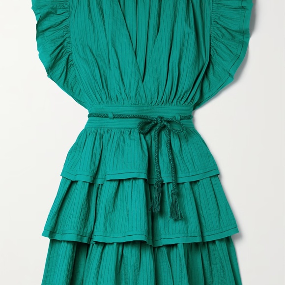 Ulla Johnson Camilla Cotton Poplin Mini Dress Verdigris (Green) in Size 8 - Picture 4 of 12